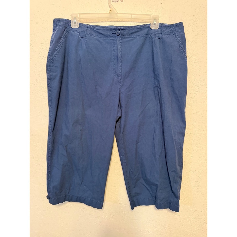 Talbots Woman Classic Fit Navy Blue Stretch Crop Pants Size 20W